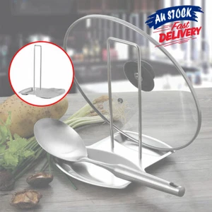 Lid Kitchen Stroage Stand Spoon Holder Stainless Steel Pan Pot Rack Cover Rest - Picture 1 of 8