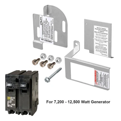 Square D Homeline 50 Amp 2-Pole Breaker w/ 150-225 Amp Generator Interlock Kit - Image 1 of 4