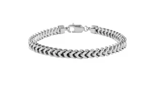 925 Sterling Silver Rhodium Plated 5MM Franco Square Box Chain Bracelet 8" Inch - Picture 1 of 4