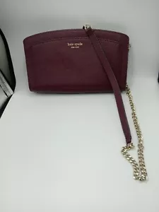 Kate Spade East West Deep Cherry Leather Crossbody Bag Spot Of Orange Inside. - Picture 1 of 18