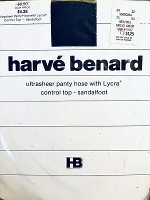 Vtg Harve Benard Ultrasheer panty hose with lycra Very Dark Green Medium Tall - Image 1 of 3
