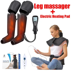 Electric Heating Pad +Leg Massager Machine Heat Air Compression Circulation Set - Picture 1 of 20