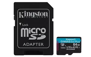 Kingston SDCG3/64GB micro SD Card (64 GB microSDXC Canvas Go Plus 170R A2 U3 - Picture 1 of 1