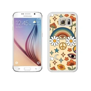 Retro Vibe White Silicone Phone Case For SAMSUNG GALAXY S6, S7 Edge, S8 Plus, S9 - Picture 1 of 14