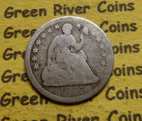 1857   Seated  Liberty Half Dime   #A14-57 Low  Grade COIN Rare Cover