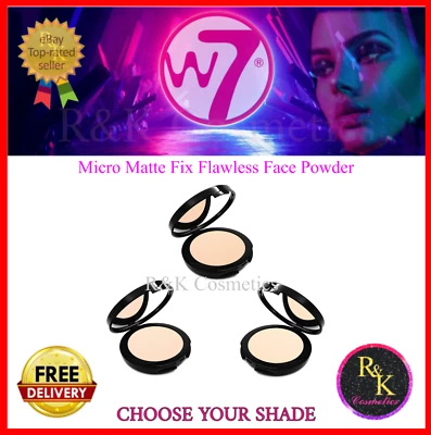W7 Pressed Powder Micro Matte Fix Flawless Ultra-Fine Vegan Face CHOOSE SHADE - Image 1 of 4
