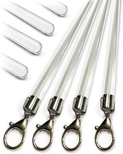 46 Inch 4 Pack Steel Cap Acrylic Curtain Pull Wand 2 Inches Shy Of 48 Inch Cle - Picture 1 of 7