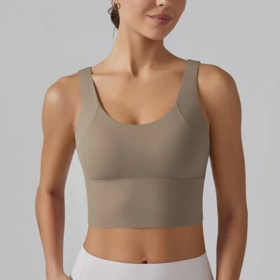 Butterluxe Women's Sexy V Back Longline Sports Bra Padded Workout Crop Tank Tops - Image 1 of 4