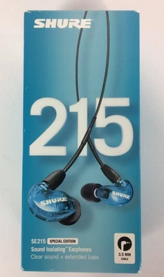 Monitores intrauditivos Open Box Shure SE215 de un solo controlador, edición especial azul Foto 1 de 4