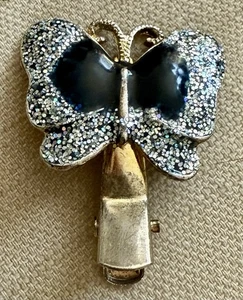 VTG Sparkly Metal Butterfly Hair Clip Black/Gold/Silver 1” Boho Whimsical Fairy - Picture 1 of 6