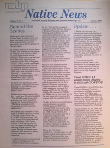 Native News, październik 1990 - newsletter do oprogramowania mbp Visual COBOL - Zdjęcie 1 z 6