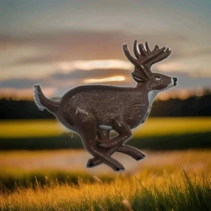 Vintage Weißschwanz Hirsch Bock Hirsch großes Gestell läuft Jagd Kunststoff Brosche Anstecknadel - Bild 1 von 11
