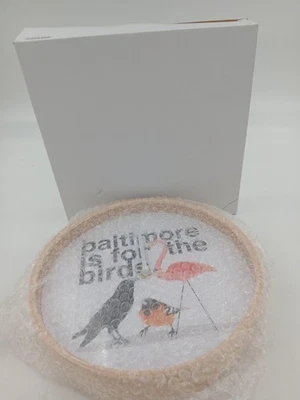 Baltimore Is For The Birds Wall Clock Wood Frame Flamingo Oriole Raven Art Decor - Image 1 of 4