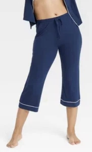Auden Women's Navy Blue Cloud Knit Carpi Cropped PJ Lounge Pants Sz: XS 0/2 NWT - Picture 1 of 7