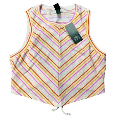 Wild Fable Women's Orange Striped Open Back Tiny Tank Top - Size Large - NWT - Image 1 of 4