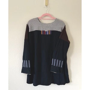 Margaret Winters Two Tone Geometric Patchwork Langarm Tunika Gr. M lagenlook - Bild 1 von 6