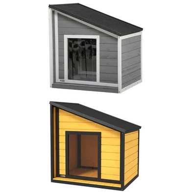 PawHut Hundehütte, Tannenholz, Hundehaus, Kleintierhaus mit Asphaltdach, Outdoor