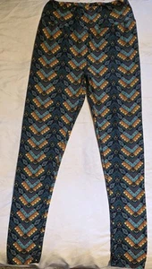LuLaRoe Women's Size XS Blue Orange Yellow Geometric Cube Print Legging Pants - Picture 1 of 10