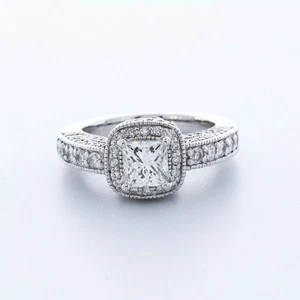 Verlobungsring Halo 14K Weißgold 2,02 Karat Princess Lab-Grown Diamant E VS1 - Bild 1 von 5