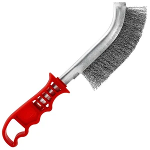 Red Handled Steel Scratch Brush - Foto 1 di 3