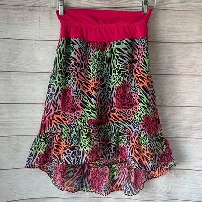 Falda Multicolor Glory Niñas Estampado Animal Cebra Desteñida Alta Baja Talla L (10-12) Foto 1 de 4