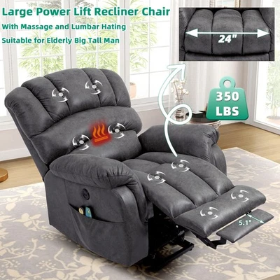 Sofá reclinable de masaje con silla reclinable elevadora eléctrica de gran tamaño con reposapiés extendido Foto 1 de 4