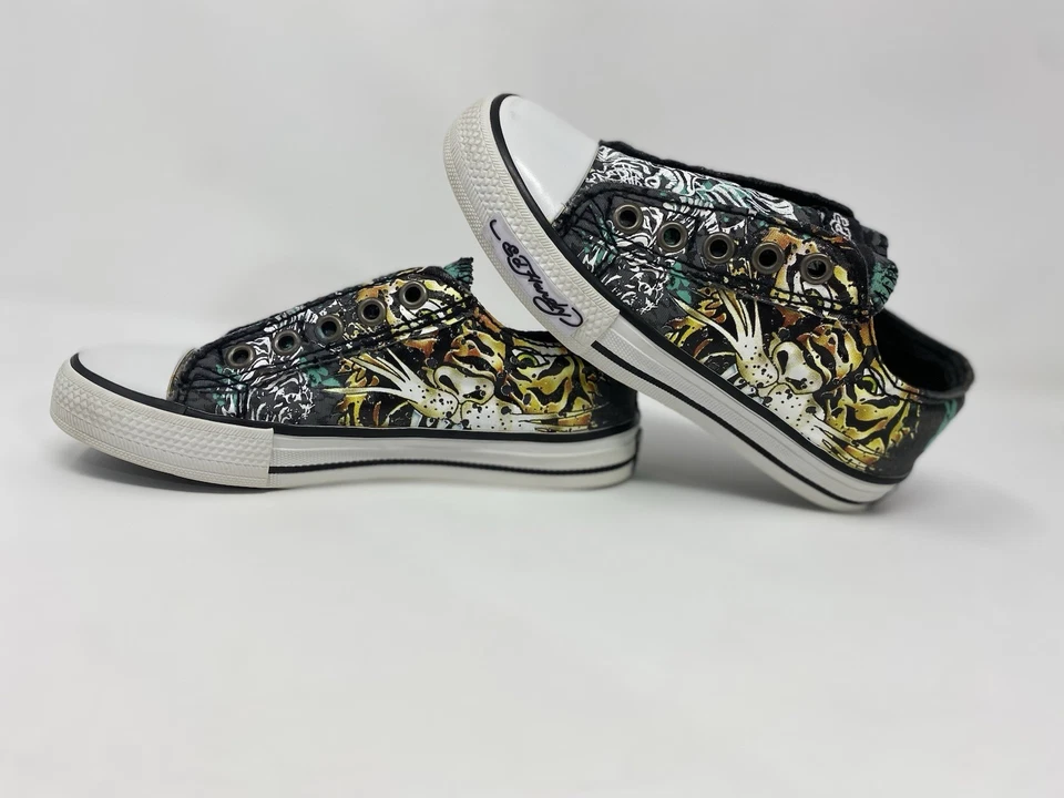 Ed Hardy Low Top Sneakers Tiger Y2K slip on laceless Kids Size 13 - Image 1 of 4