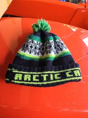 Vintage 70s 80s  Arctic Cat Snowmobile Black/Green/White Knit Witer Beanie Hat  - Image 1 of 4