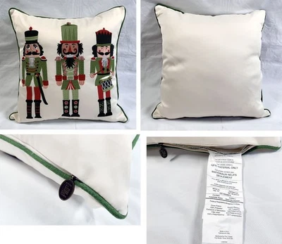 Pier 1 Nutcracker Holiday Embroidered Throw Pillow 17" x 17" Bells - Image 1 of 4