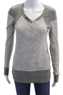 Monrow 女式半扣保暖毛衣灰色棉质超小号 — 第 1/4 张图片