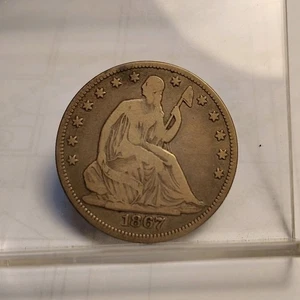 1867 PHILADELPHIA  SEATED LIBERTY HALF -VG DETAIL  nice - Picture 1 of 2