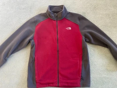 The North Face Mens Large Gray and Red 2 Zip Pockets Fleece Full Front Zip - Image 1 of 4