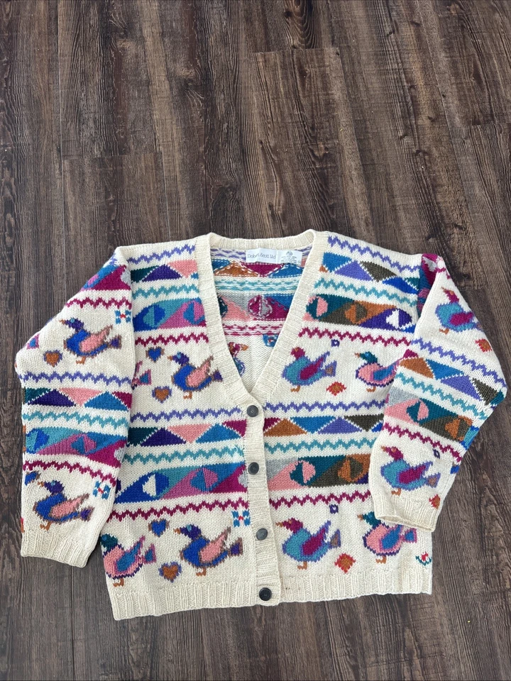 Vintage Rob’t Scott Ltd Wool Bird Sweater 80s Sz 34 - Image 1 of 4