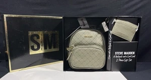 STEVE MADDEN Mini Backpack Key Chain Card Wallet Purse Box Gift Set Green - Picture 1 of 11