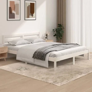 Massivholzbett Kiefer 150x200 Weiß 5FT King Size Y7R5 - Bild 1 von 8