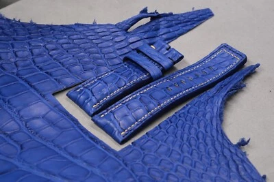 Correa de reloj hecha a mano cocodrilo azul Foto 1 de 4