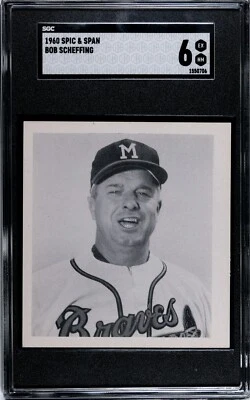 SGC 6 1960 Spic and Span Bob Scheffing Milwaukee Braves RARE! POP 4 NEWLY-GRADED - Image 1 of 4