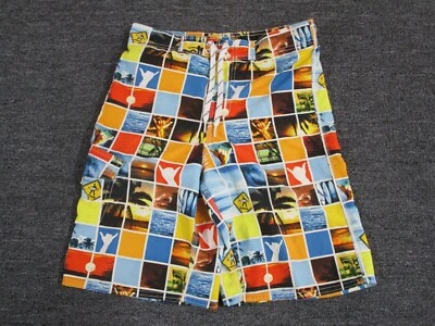 Pantalones cortos de natación Joe Boxer Board para niños medianos marrón amarillo Foto 1 de 4