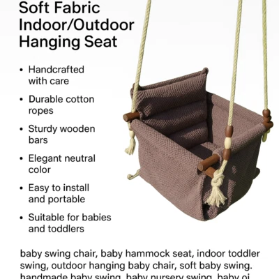 Silla Columpio Hamaca Bebé Hecha a Mano - Asiento Colgante Interior/Exterior Tela Suave Foto 1 de 4