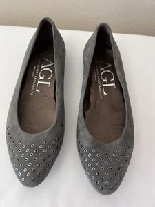 AGL Gray Suede Studded Ballet Flats Sz 35 - Picture 1 of 7