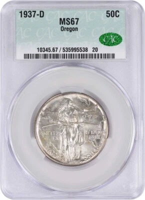 Oregon Commemorative Silver Half Dollar 1937-D MS67 CACG - Image 1 of 4