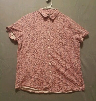 Рубашка на пуговицах мужская Marc Anthony размер XL узкая красная с цветочным рисунком льняная смесь опрятная - Изображение 1 из 4