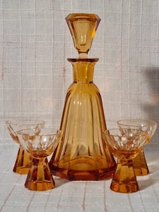 Likör Set Kristallglas Art Déco Karaffe  4 Gläser Rosalin - Bild 1 von 11