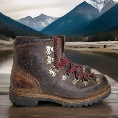Botas de Senderismo Vintage Vasque Mountain Cuero Suelas Vibram Italia Talla 7.5 A Foto 1 de 4