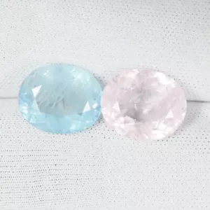 8.18Cts Natural "Multi Color" Pink Morganite & Aquamarine Oval Pair..!!!! - Picture 1 of 2