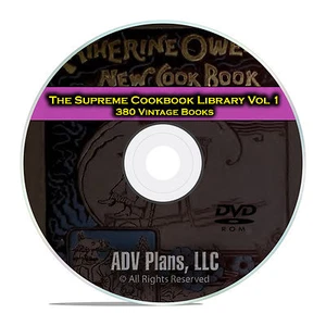 Supreme Vintage Cookbook Library, Vol 1, 380 Books, Learn How to Cook DVD CD E35 - Picture 1 of 12