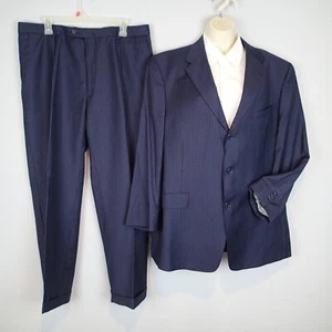 Daniel Cremieux Loro Piana Wool Suit 44R 37x29 blazer jacket pants navy blue - Picture 1 of 12