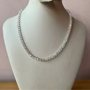 VINTAGE FACETED CRYSTAL BEADS 925 STERLING NECKLACE - Picture 1 of 12