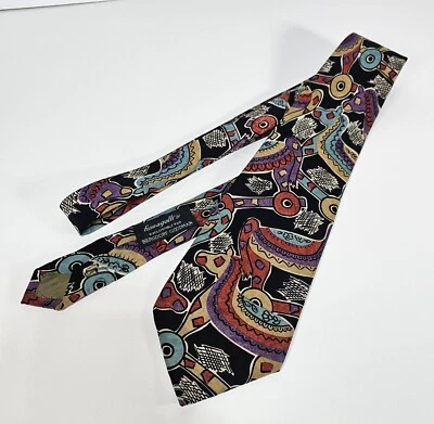 Antigo Fumagallis Bergdorf Goodman Gravata de Seda Animal Brinquedos Abstrato Equestre Suave - Imagem 1 de 4