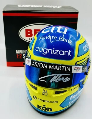 F1, FERNANDO ALONSO ORIGINAL signed 1/2 BELL ASTON MARTIN mini helmet 2023 NEW 7 - Image 1 of 4